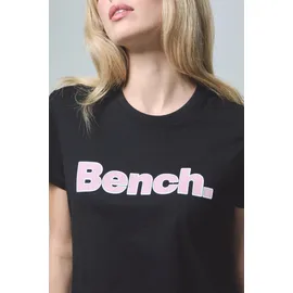 BENCH Kurzarmshirt "LEORA", Damen, Gr. 44, schwarz, Jersey, Obermaterial: 100% Baumwolle, bedruckt, figurbetont, Rundhals, Shirts