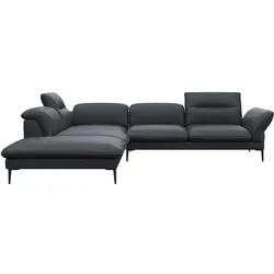 Ecksofa FLEXLUX "Salino, Funktionssofa mit Ottomane, Relaxsofa, Ecksofa", schwarz (deep schwarz), B:287cm H:88cm T:239cm, Sofas, Sofa mit Arm- und Kopfteil-Verstellungen, Kaltschaum & Stahl-Wellen