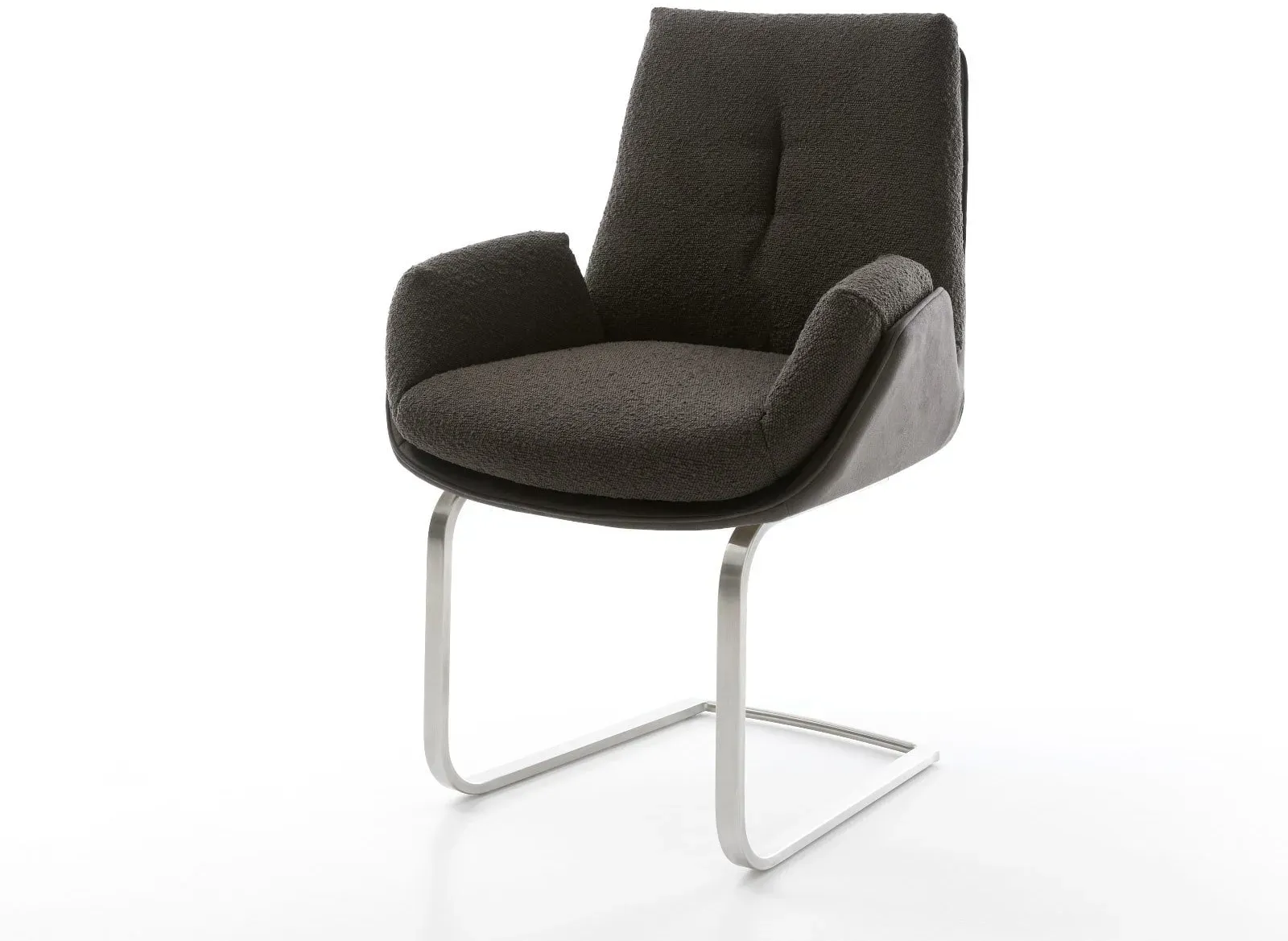 DELIFE Cantilever Clea-Flex tissu mixte noir pied cantilever plat acier inoxydable brossé, Chaises de salle à manger