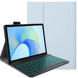 FKQLH Tastatur Hülle für Samsung Galaxy Tab Active 5/Tab Active3 8'' SM-X300/X306B/T570/T575 mit 7-Farbe Tastatur Magnetische Kabelloser Bluetooth Abnehmbare [Deutsche QWERTZ] Schutzhülle, Blau