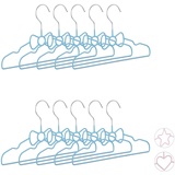 Relaxdays Kinderkleiderbügel 10er Set, Drahtbügel, Babybügel, dekorativ & platzsparend, PVC, Metall, 30cm, blau