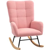 Homcom Schaukelstuhl,, Rosa, Textil, Kautschukholz, Füllung: Schaumstoff, 70x100x94 cm, Wohnzimmer, Sessel, Schaukelstühle