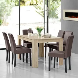 [en.casa] Essgruppe Forssa 7-tlg 140x90 cm Eiche hell / braun [en.casa]