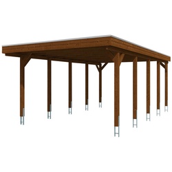 SKANHOLZ Carport »Friesland«, BxT: 397 x 708 cm, Firsthöhe: 241 cm, farbbehandelt - braun