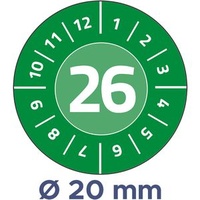 Zweckform Prüfplaketten, 6945, mit Jahreszahl 2026, grün, Ø 20mm, abziehsicher, 120 Stück