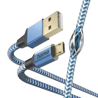 Hama Ladekabel Reflective USB-A/Micro-USB 1.5m Nylon Blau