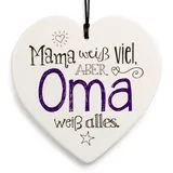 SIKORA Geschenk Herz aus weißem Steingut mit liebevollen Botschaften für jeden Anlass, Farbe/Modell:PH08 - für Oma - Oma weiß Alles