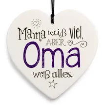 SIKORA Geschenk Herz aus weißem Steingut mit liebevollen Botschaften für jeden Anlass, Farbe/Modell:PH08 - für Oma - Oma weiß Alles