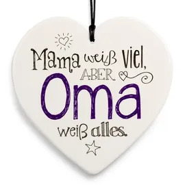 SIKORA Geschenk Herz aus weißem Steingut mit liebevollen Botschaften für jeden Anlass, Farbe/Modell:PH08 - für Oma - Oma weiß Alles