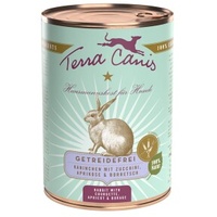 Terra Canis Getreidefrei 400g Dose Hundenassfutter 6 x 400 Gramm Kaninchen mit Zucchini, Aprikose & Borretsch