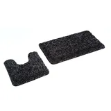 GOODWAY 2-teiliges Badematten Set, Badteppich, Badvorleger Bahama schwarz meliert mit Ausschnitt │Super weich, rutschfest, für Fußbodenheizung geeignet