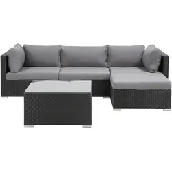 Lounge Set SANO PE Rattan Schwarz Linksseitig