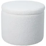 Svita Amber Aufbewahrungsbox mit Deckel Hocker mit Stauraum Sitzhocker Teddy Weiß