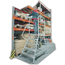 Euroline Premium 515 Mobile Podesttreppe einseitig mit Zentralfeststellung 4 Stufen