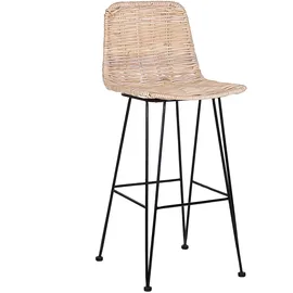 Beliani Barstuhl 2er Set mit Lehne Fußstützen Metallbeine Boho