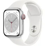 Apple Watch Series 8 GPS + Cellular 41 mm Aluminiumgehäuse silber, Sportarmband weiß