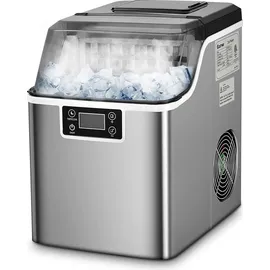 Goplus Eiswürfelbereiter, 3,2 L Wassertank, Eiswürfelmaschine, Ice Maker, Produktionszeit 15-20 min, 18 kg/24 h, Timer bis 24 h, mit LCD-Display,... - Silber