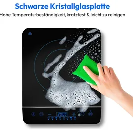 Medion Einzel-Induktionskochplatte MD 17595, 2000 W Induktionsleistung, automatische Topferkennung, Timer", schwarz B:29cm H:6,5cm T:36cm, Kochplatten, Temperaturbereich 60 - 240, Sensor-Touch-Display, 10 Leistungsstufen Einzel-Induktionskochplatte