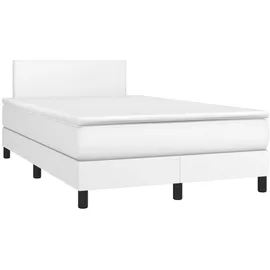 vidaXL Boxspringbett mit Matratze & LED Weiß 120x200 cm Kunstleder