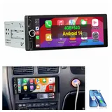 ESSGOO 7'' Android14 1 DIN 4+64G GPS NAVI SWC FM USB WiFi Bluetooth DAB+ Autoradio (FM, RDS, DAB (optional), DAB+ (optional), Apple Carplay & Android Auto DAB (optional), GPS Navi,2+32G,2+64G)
