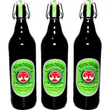 3 Flaschen Hirschkuss Kräuterlikör 38% Vol. 1 L Liter in der Bügelflasche