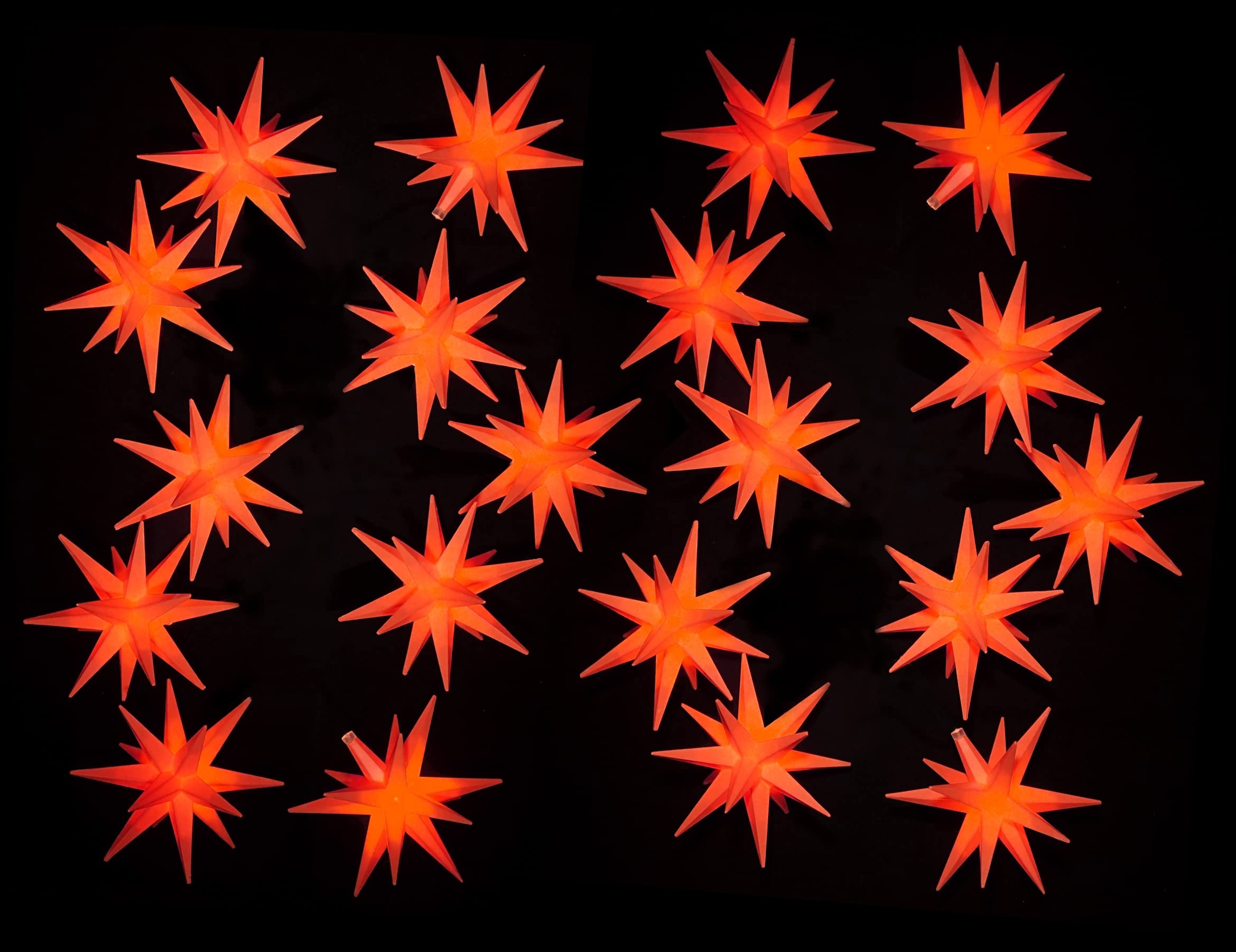 GURU SHOP Sternenkette, Lichterkette mit 20x LED Adventsstern, Außenstern, Weihnachtsstern Ø 12 cm, Länge 18m, mit Timer - Rot, Weihnachtsstern, Adventsstern