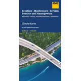 Adac Länderkarte Kroatien, Montenegro, Serbien, Bosnien u. Herzegowina 1:750.000