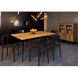 Lomadox Esszimmer Set 2-teilig Esstisch 180x80 cm in Eiche massiv geölt, KABALA-165 - Braun