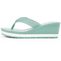 Tommy Hilfiger Damen Flip Flops Stripes mit Keilabsatz, Türkis (Charming Green), 41