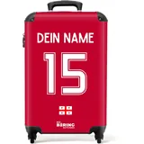 NoBoringSuitcases.com Handgepäck Koffer, Koffer Personalisiert, Reisekoffer, Reisetasche mit Rollen, Trolley Handgepäck, Koffer Handgepäck 55x40x20 cm (EM 2024 - Auswärtstrikot Georgien 2023 - Rot)