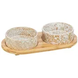 Trixie Napf-Set, Keramik/Bambus, 2 x 0,8 l / – 16 cm / 39 x 8 x 20 cm