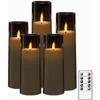 CHLDYCST Flammenlose LED Kerzen mit Zauberstab Fernbedienung, schwebende flackernde Kerzen, LED Stabkerzen für Weihnachten, Halloween Dekoration (Grey-5pc)