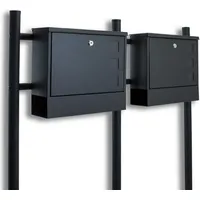 BITUXX Doppel Standbriefkasten Dunkelgrau inkl. Zeitungsfach