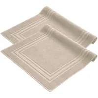 Komfortec Badvorleger Set 2 Teilig, Frottee Duschvorleger, Waschbar Duschmatte & Badteppich, 600 g/m2 &100% Baumwolle, Saugfähig & Schnelltrocknend, 50 x 70 cm, Beige