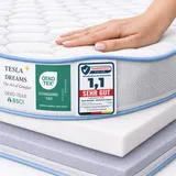 Tesla Dreams MemoLUX Premium Topper & Matratzentopper 90x200cm – 12 cm Visco-Memoryschaum + Komfortschaum – druckentlastend & ergonomisch – Matratzenauflage – ÖKO-TEX Zertifiziert