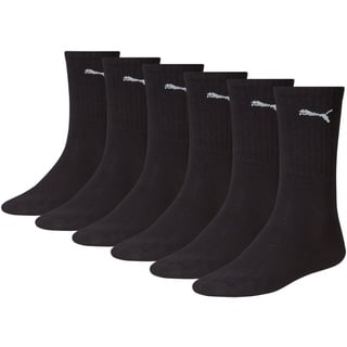 PUMA Unisex Sportsocken Cush Crew 6p Sportsocke, Schwarz, 43-46 EU - 43-46