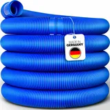 poolomio Poolschlauch 38mm / 15 m - flexibler Schwimmbadschlauch für Poolpumpe & Poolsauger UV- & Chlorbeständiger Spiralschlauch Hochwertiger Druck- & Saugschlauch als Poolzubehör, Blau
