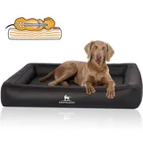 Knuffelwuff Orthopädisches Hundebett aus Laser gestepptem Kunstleder Hampstead - XXL 120X85cm - schwarz