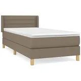 vidaXL Boxspringbett mit Matratze Taupe 100x200 cm Stoff