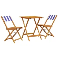 vidaXL 3-tlg. Bistro-Set Blau und Weiß Stoff und Massivholz