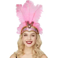 IndianerStirnband mit Feder Paillette IndianerKopfschmuck Feder Stirnband Federschmuck Haarband Haarschmuck Kopfschmuck Feder Stirnband 20er Jahre für Damen Karneval Kostüm Halloween (Pink, One Size)