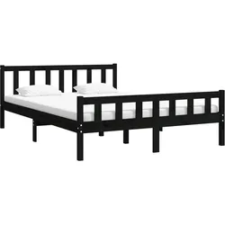 vidaXL Massivholzbett Schwarz 120x200 cm