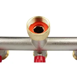 Bradas 3-fach-Verteiler Kugelhahn Messing mehrfarbig
