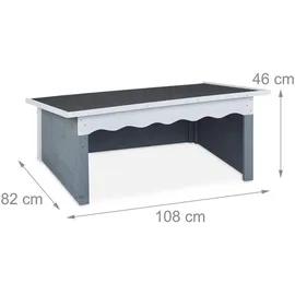 Relaxdays Mähroboter Garage Holz, wetterfestes Dach, aufklappbar, HBT 46x108x82 cm, Unterstand für Rasenroboter, grau