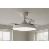 Melitec Deckenleuchte mit Ventilator DV07, Deckenventilator mit LED-Beleuchtung, leise, RGB-Licht, verschiedene Farbmodi, dimmbar, weiß, Fernbedie... - Weiß