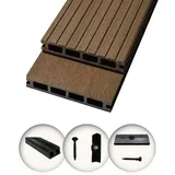 Woodstore24 Terrassendielen WPC Komplettset WoodoRhodos (20 x 120 mm, 2,4 m Länge) braun