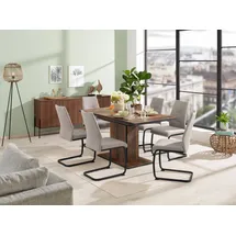 Hela Essgruppe Ariana, Esstisch mit 6 Stühlen, ausziehbarer Küchentisch, (Set, 7-tlg., 1 Tisch ausziehbar / 6 Stühle), Tisch 120-160cm, 6 Stühle mit hoher Belastbarkeit beige