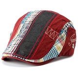 Sporty Flat Cap Gatsby Patch Schirmmütze mit Schirm Schiebermütze rot