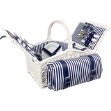 Trendyshop365 Picknickkorb Set 25-teilig mit Geschirr für 4 Personen und Picknickdecke Blau-Weiß, 40x28x20cm