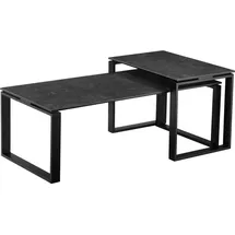 Hom ́in Hom`in Couchtischset, Schwarz, Dunkelgrau, Metall, Glas, Keramik, 2-teilig, rechteckig, rostfrei,